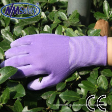NMSAFETT druckte Gartenhandschuhe Nylon Liner PU beschichtete Frauen Gartenhandschuhe